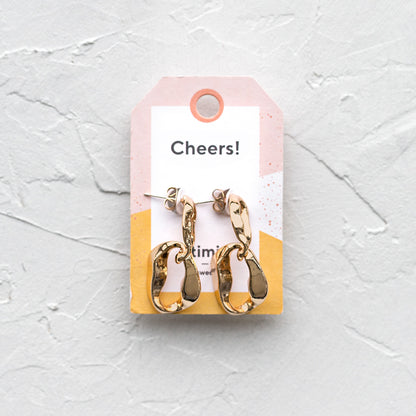 Drop Earrings Gold Double Hoop Organic Hammered Abstract