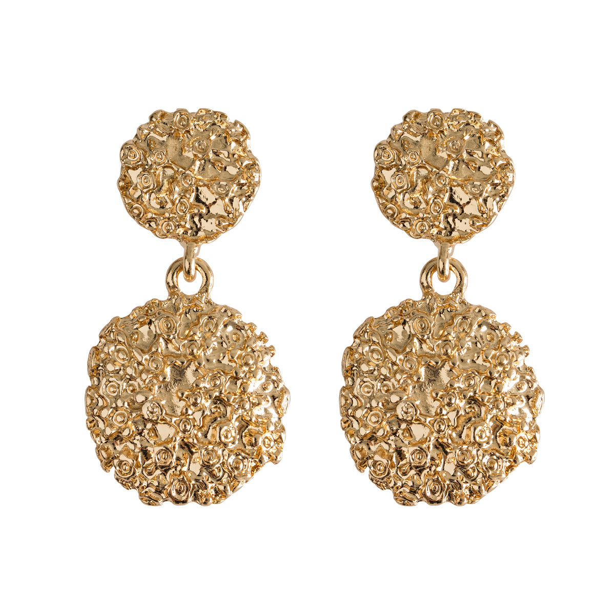 Earrings Drop Gold Statement Vintage Textured