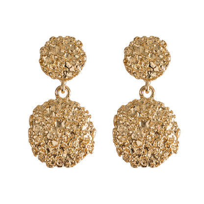 Earrings Drop Gold Statement Vintage Textured