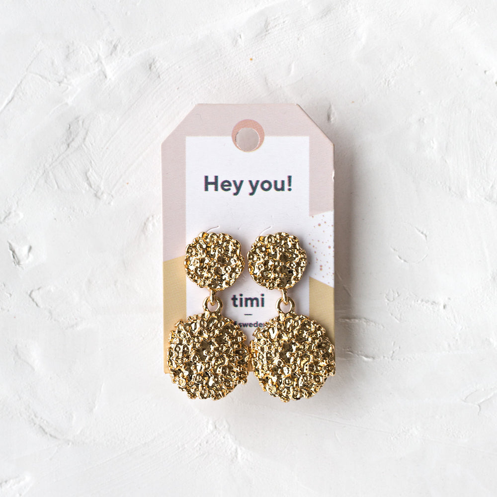 
            
                Load image into Gallery viewer, Earrings Drop Gold Statement Vintage Textured
            
        