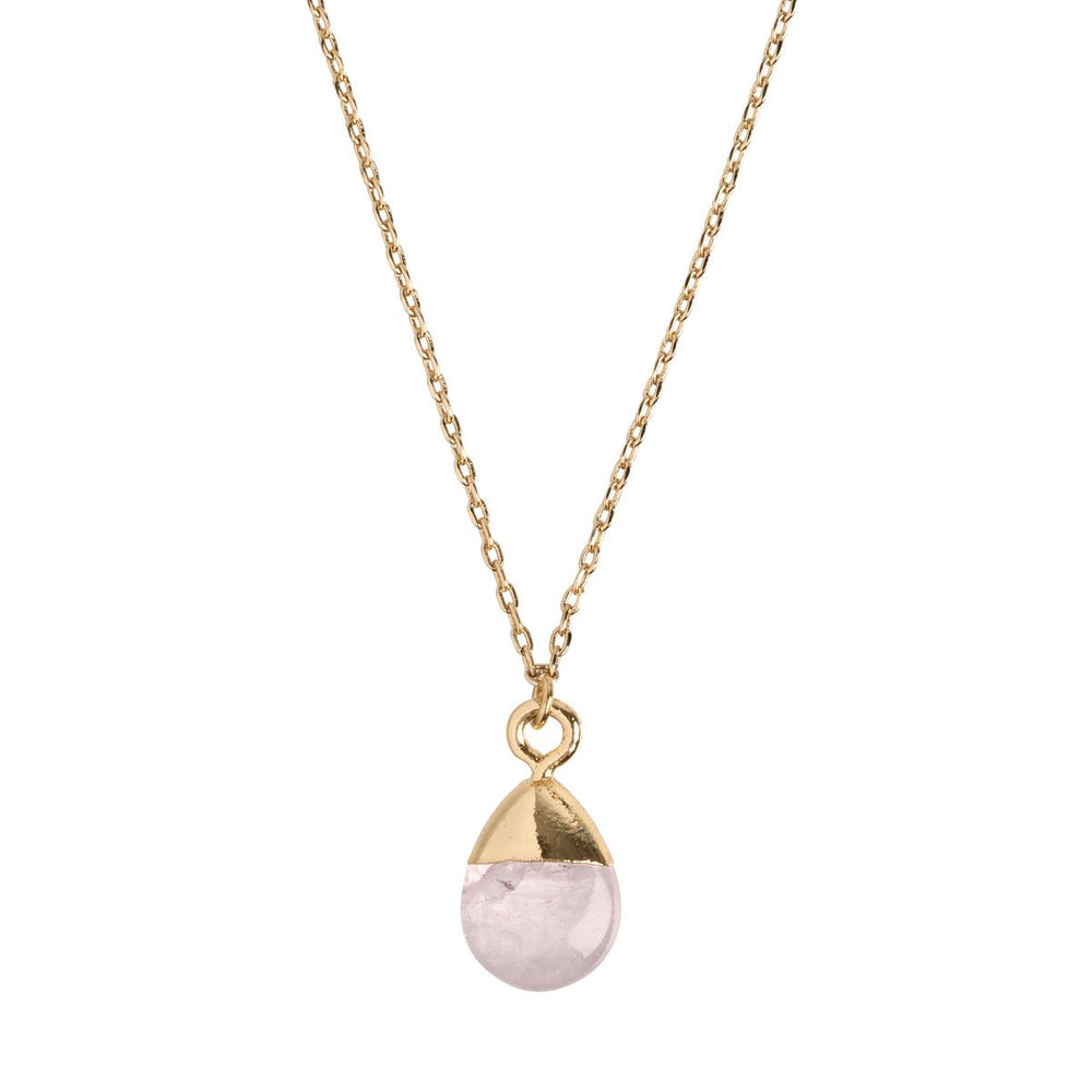 
            
                Load image into Gallery viewer, Goddess Necklace with Amazonite Pink Crystal Charm Gold Plated
            
        