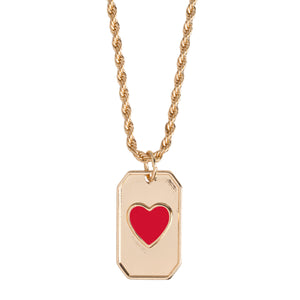 Charm Necklace Red Heart Gold Plated Enamel Timi