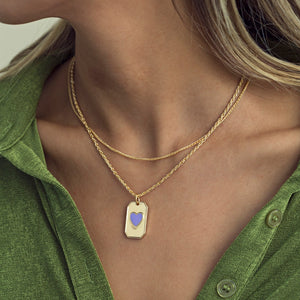 Charm Necklace Purple Heart Gold Plated Enamel Timi