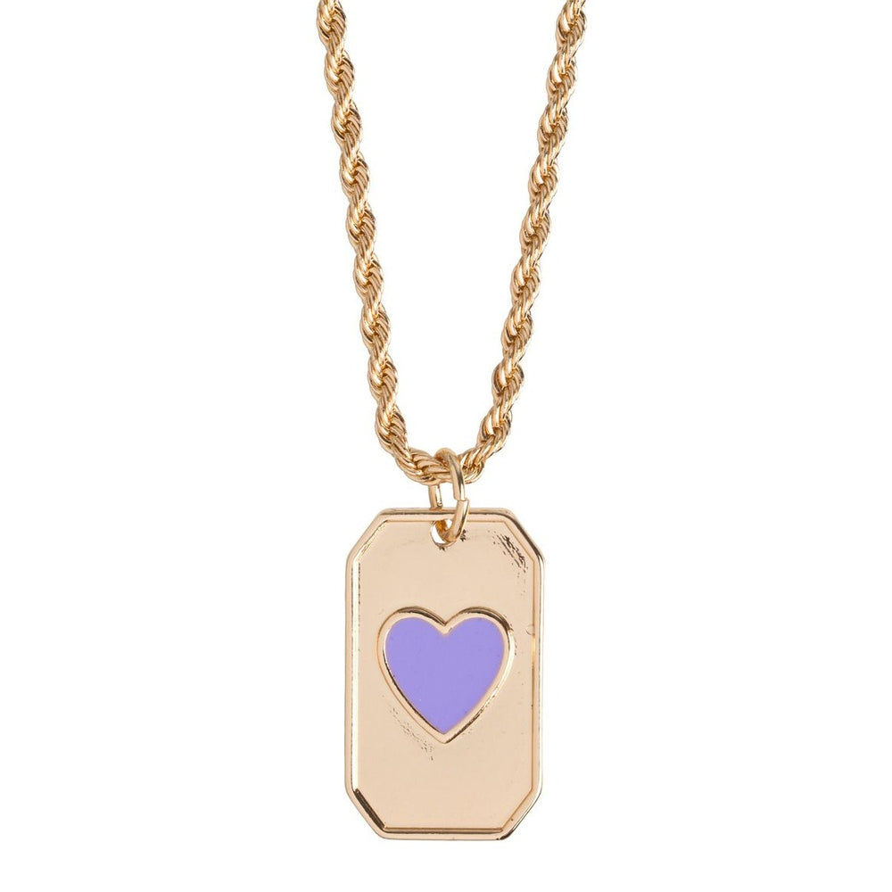 Charm Necklace Purple Heart Gold Plated Enamel Timi