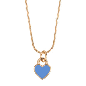 Heart Necklace Enamel Blue Gold Plated