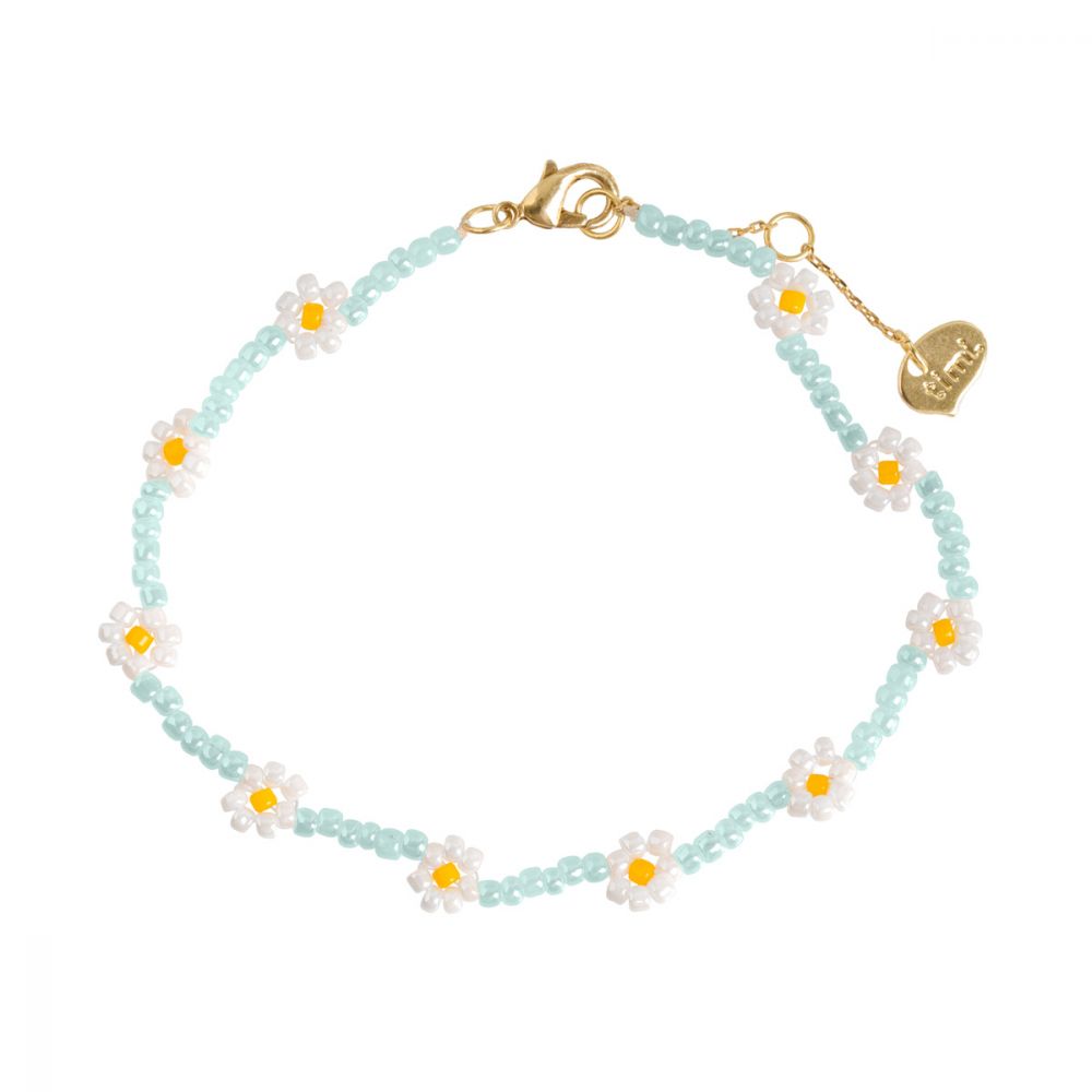 Bracelet Beaded Daisy Blue White Timi