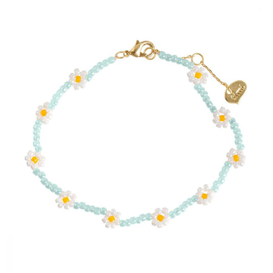 Bracelet Beaded Daisy Blue White Timi