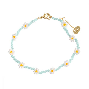 Bracelet Beaded Daisy Blue White Timi