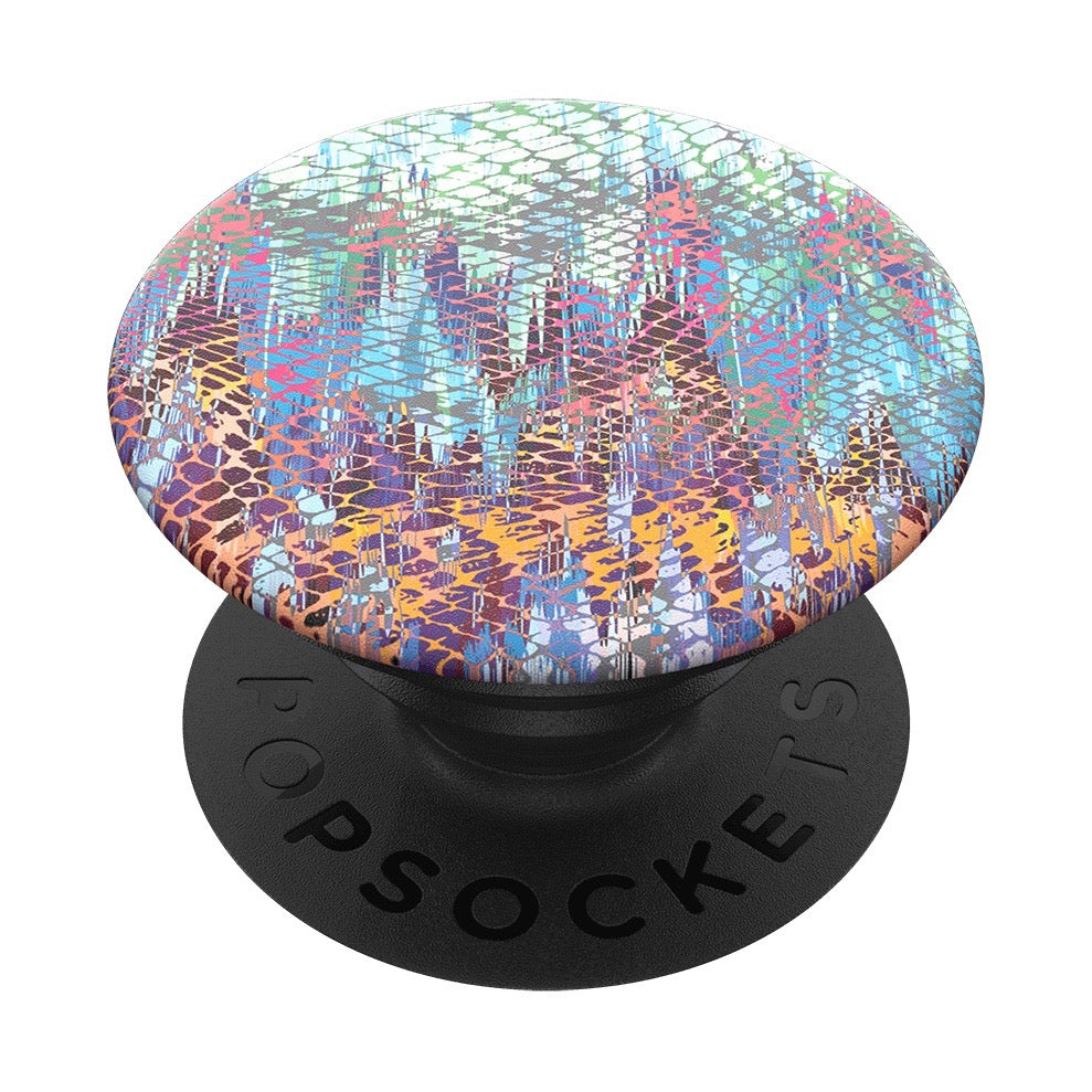 Mobile accessory expanding hand-grip and stand Popsocket in abstract honeycomb print