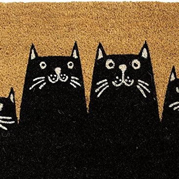 Cat Doormat Cute Black Brown Non-Slip