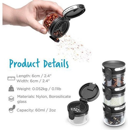 Glass Spice Jar Orlid Black and Glass