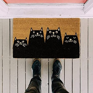 Cat Doormat Cute Black Brown Non-Slip