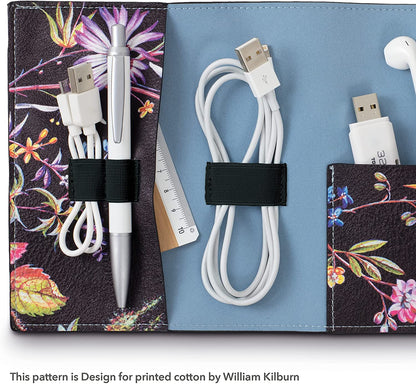 V&A Black Floral Tech Tidy Wallet Morris Print