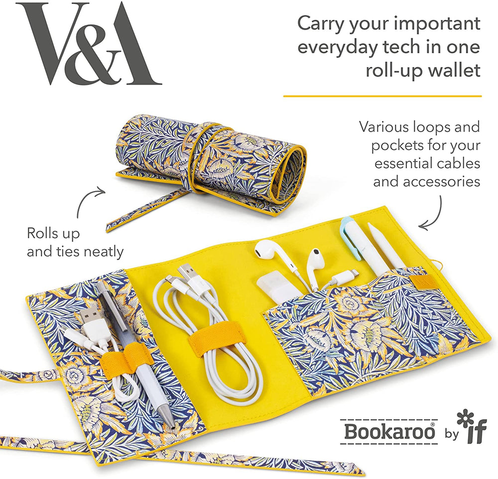 V&A Yellow Tech Tidy Wallet Morris Print