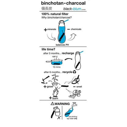 Water Bottle with Charcoal Filter in Black