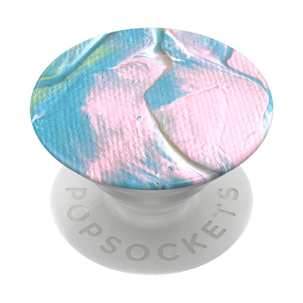 Mobile accessory expanding hand-grip and stand Popsocket in pastel paint strokes