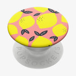 Mobile accessory expanding hand-grip and stand Popsocket in lemon illustration