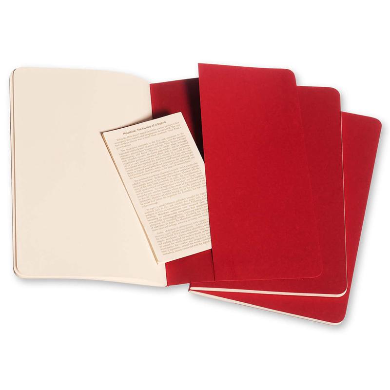 Notebook Moleskine Plain Cahier L - Red Cover (3 Set) - Moleskine Cahier