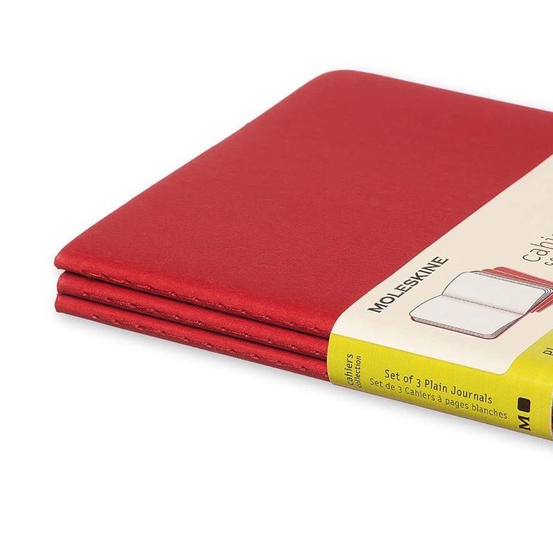 Notebook Moleskine Plain Cahier L - Red Cover (3 Set) - Moleskine Cahier