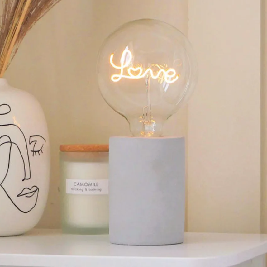 Concrete Matte Lamp Base for Exposed Bulb Grey