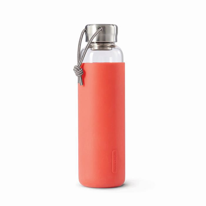 Water Bottle Glass Leak Proof Lightweight with Coral Pink Protective Sleeve 600ml