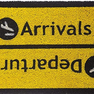 Doormat Arrival Departure Airport-Style Yellow Black