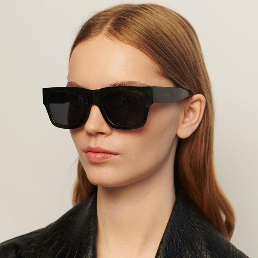 Sunglasses Unisex Chunky Green Marble Square Frame A. Kjaerbede | Agnes