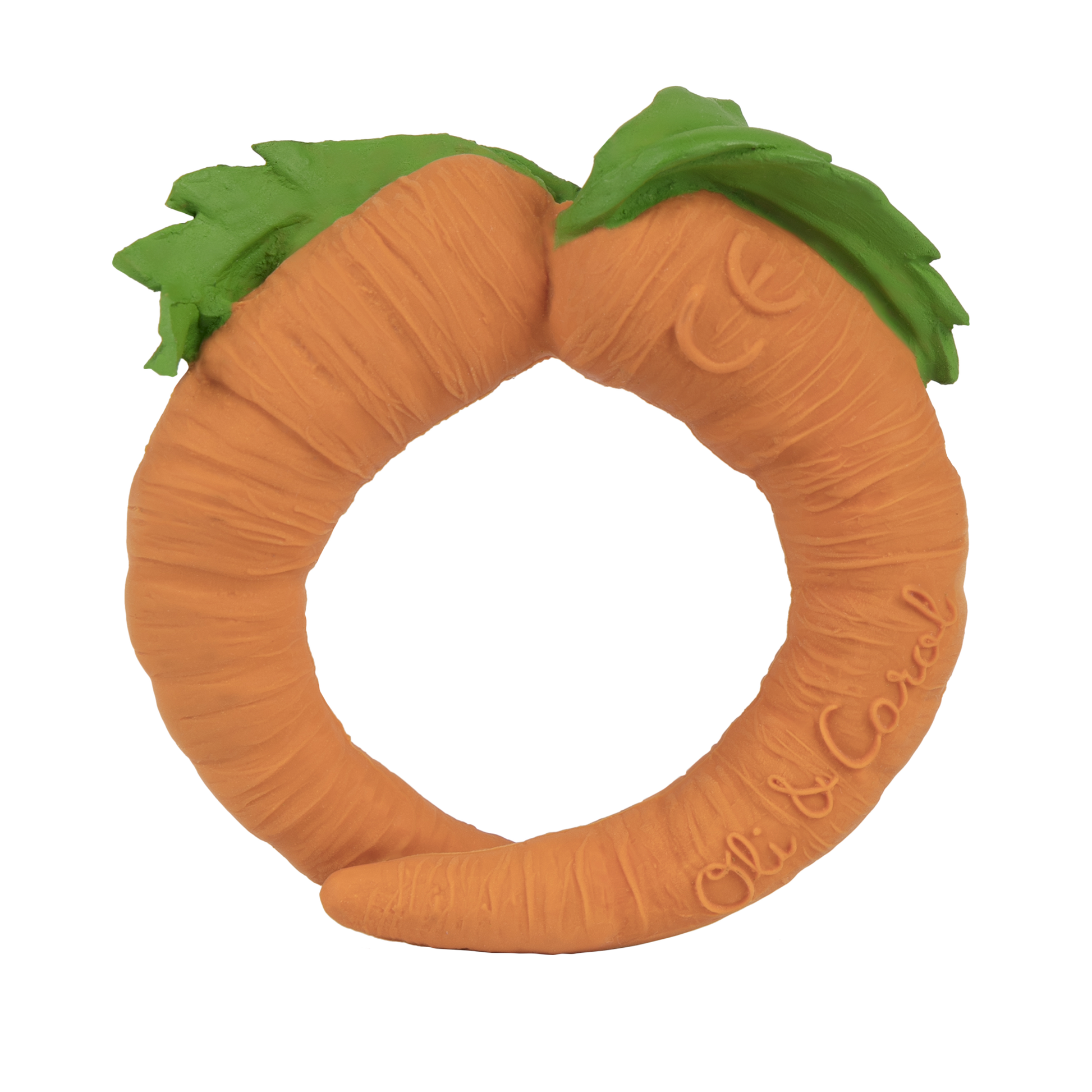 Baby teether toy bracelet Carrot in orange made from natural rubber