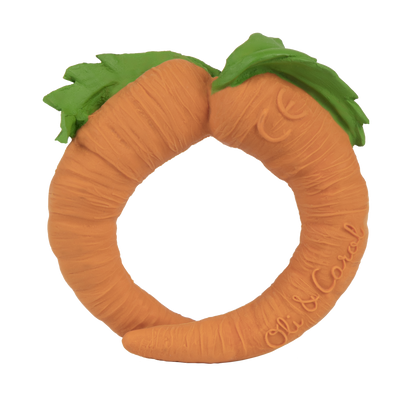 Baby teether toy bracelet Carrot in orange made from natural rubber