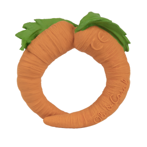 Baby teether toy bracelet Carrot in orange made from natural rubber