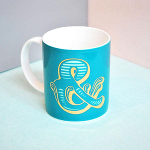 Letter Mug '&' Luxury China Mug Gold Metal Detail