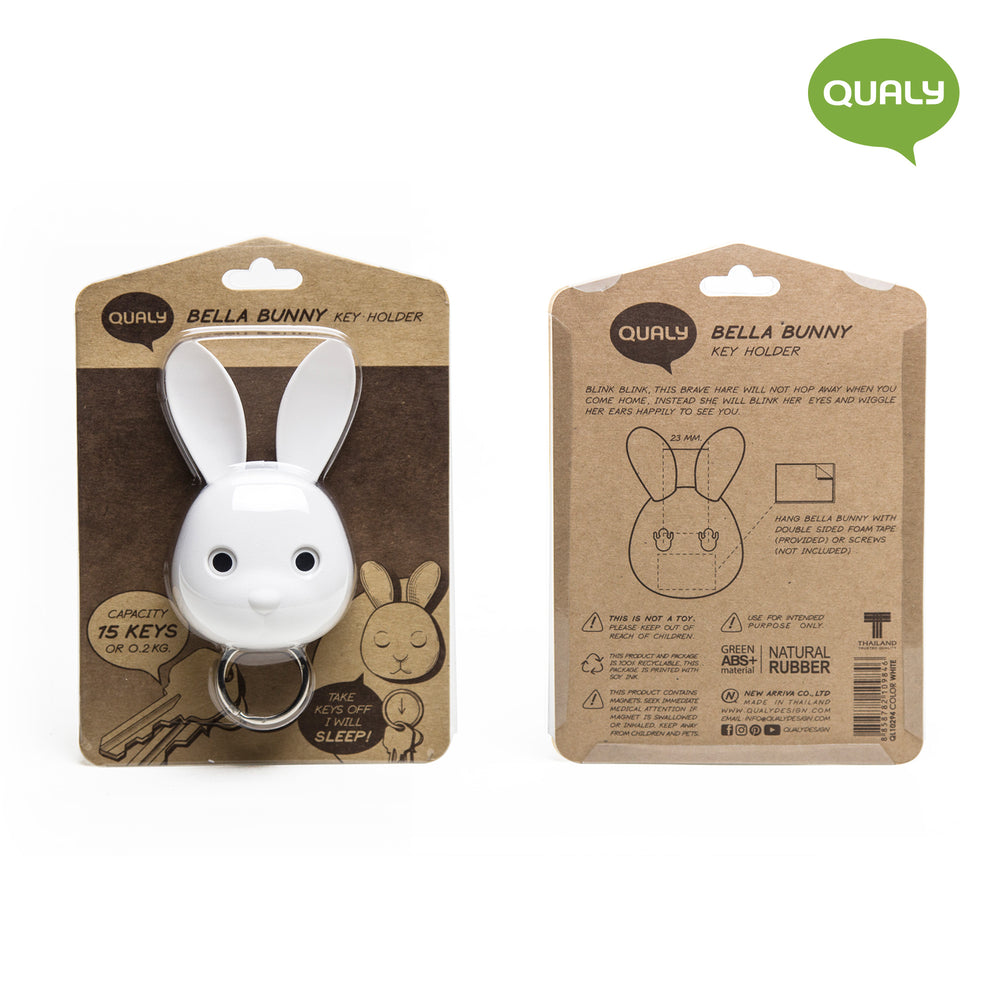 Keys holder wall mounted Bunny Rabbit in white