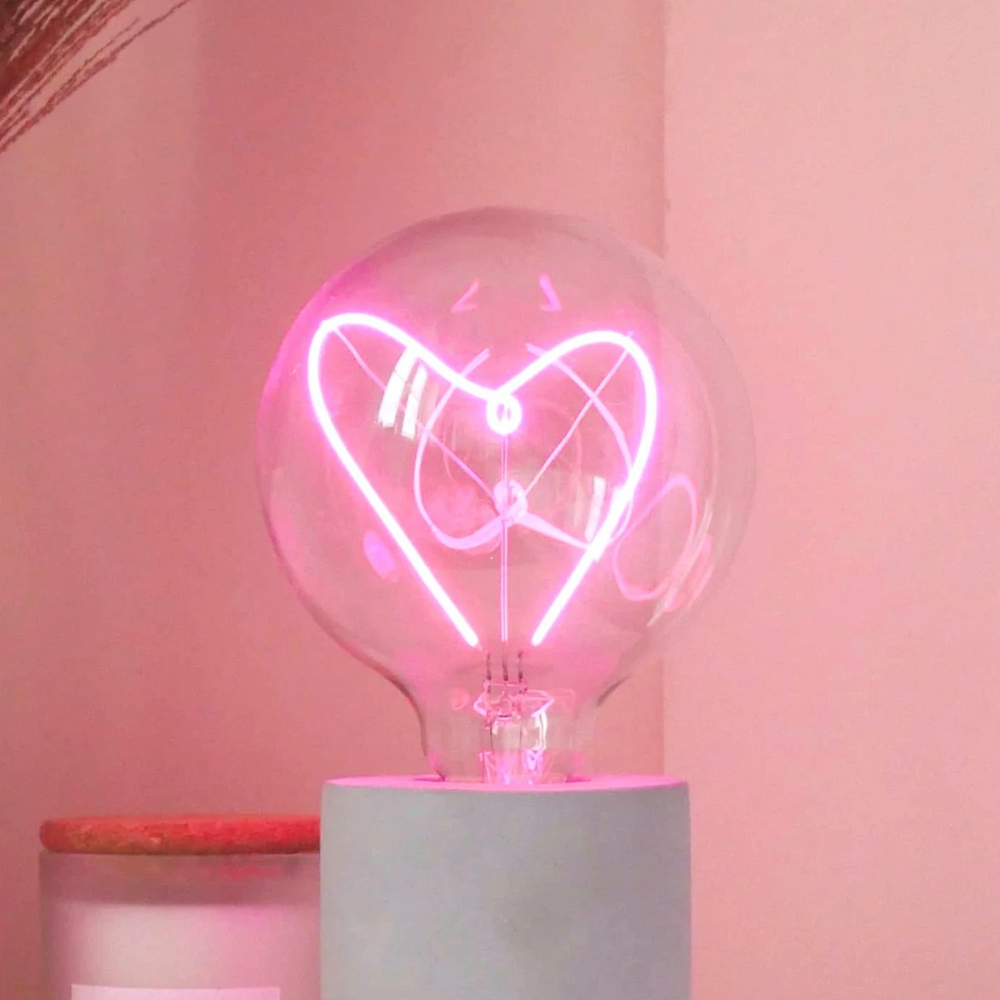 Heart Filament Pink Lamp Exposed Bulb Steepletone LED