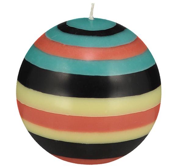 Candle Large Eco Ball Black, Blue, Orange and Yellow Stripes