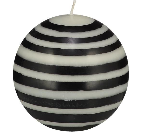 Candle Large Eco Ball Black and White Stripes