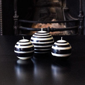 Candle Large Eco Ball Black and White Stripes