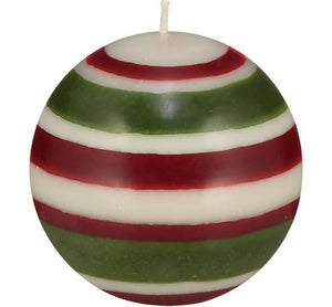 Candle Large Eco Ball Guardsman Red, Pearl and Olive Stripes