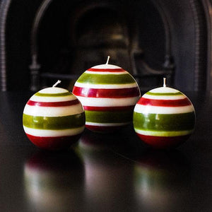 Candle Large Eco Ball Guardsman Red, Pearl and Olive Stripes