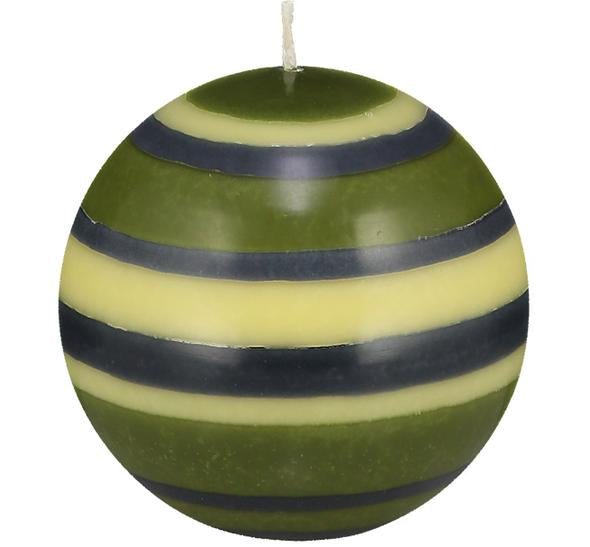 Candle Large Eco Ball Green, Yellow and Blue Stripes