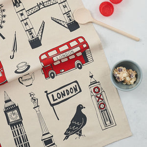 
            
                Load image into Gallery viewer, Tea Towel London &amp;#39;Big Smoke&amp;#39; Personalised Gift Red White
            
        