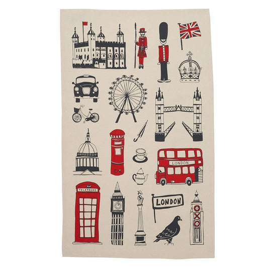Tea Towel London 'Big Smoke' Personalised Gift Red White