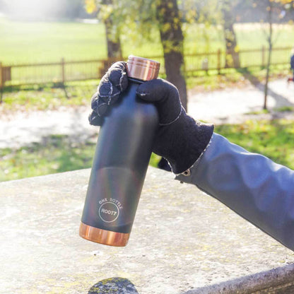 Water Bottle Insulated Leak Proof Double Walled 500ml in Black and Gold