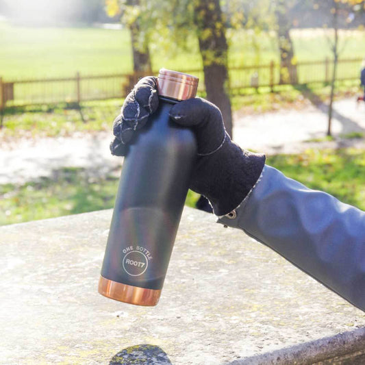 Water Bottle Insulated Leak Proof Double Walled 500ml in Black and Gold