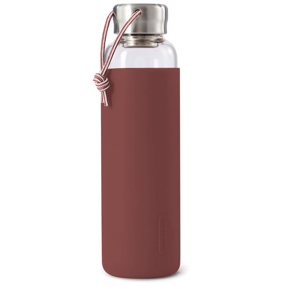Water Bottle Glass Leak Proof Lightweight with Burgundy Purple Protective Sleeve 600ml