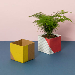 Plant Pot Cover Geometric - Large - Red - Grid