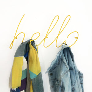 Coat Rack Hello In Yellow Wall Display