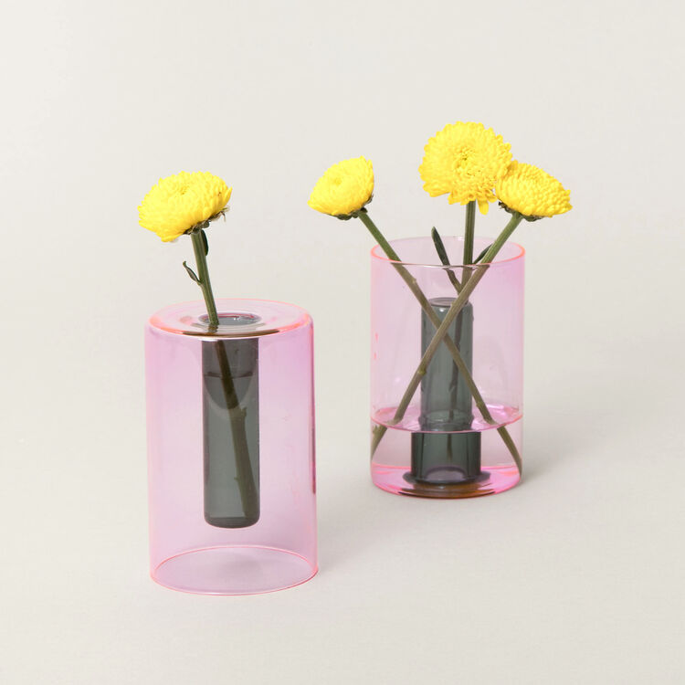 
            
                Load image into Gallery viewer, Glass Vase Reversible Pink and Green
            
        