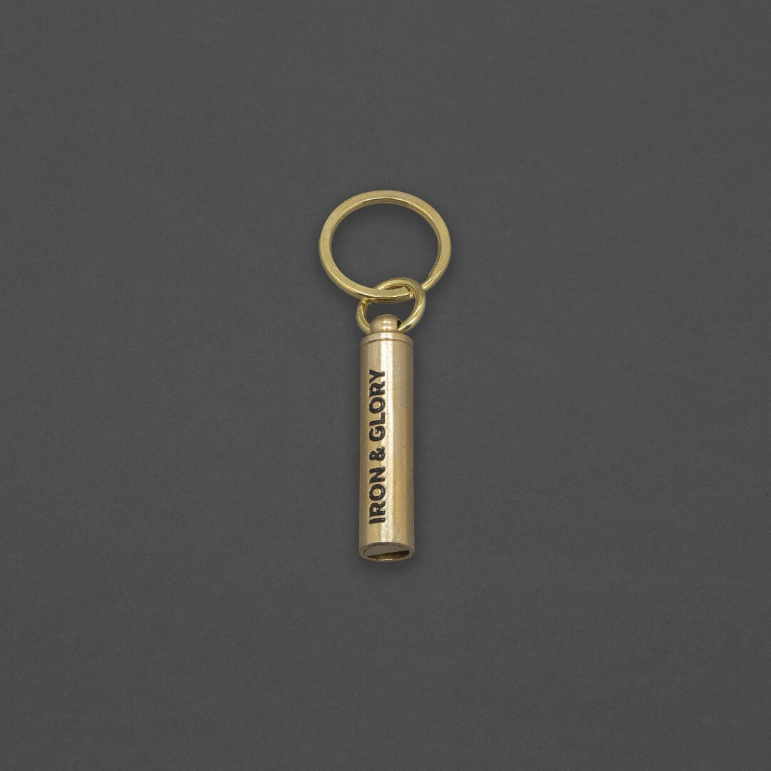 Keychain Whistle 'Blow' Iron and Glory Brass
