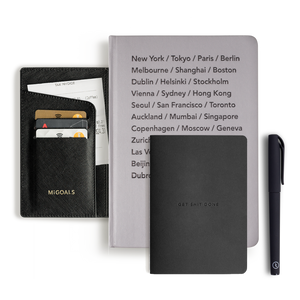 A5 Hardcover notebook with bucket list cities in grey