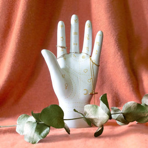 Palm Reading Jewellery Holder & Fortune-Telling Guide White Gold Calm Club